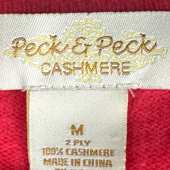 Peck & Peck Cashmere Sweater Sz Medium 8 10 Coral Pullover Quiet Luxury SOFT - Picture 3 of 3